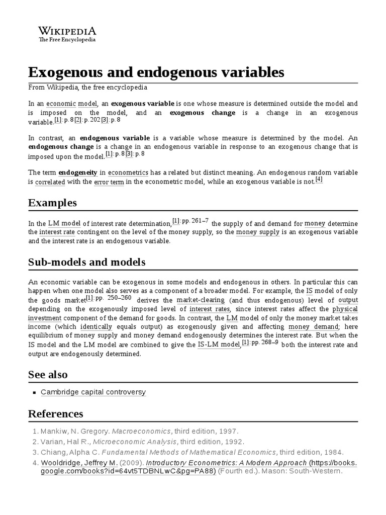 Exogenous vs Endogenous Variables Explained | PDF