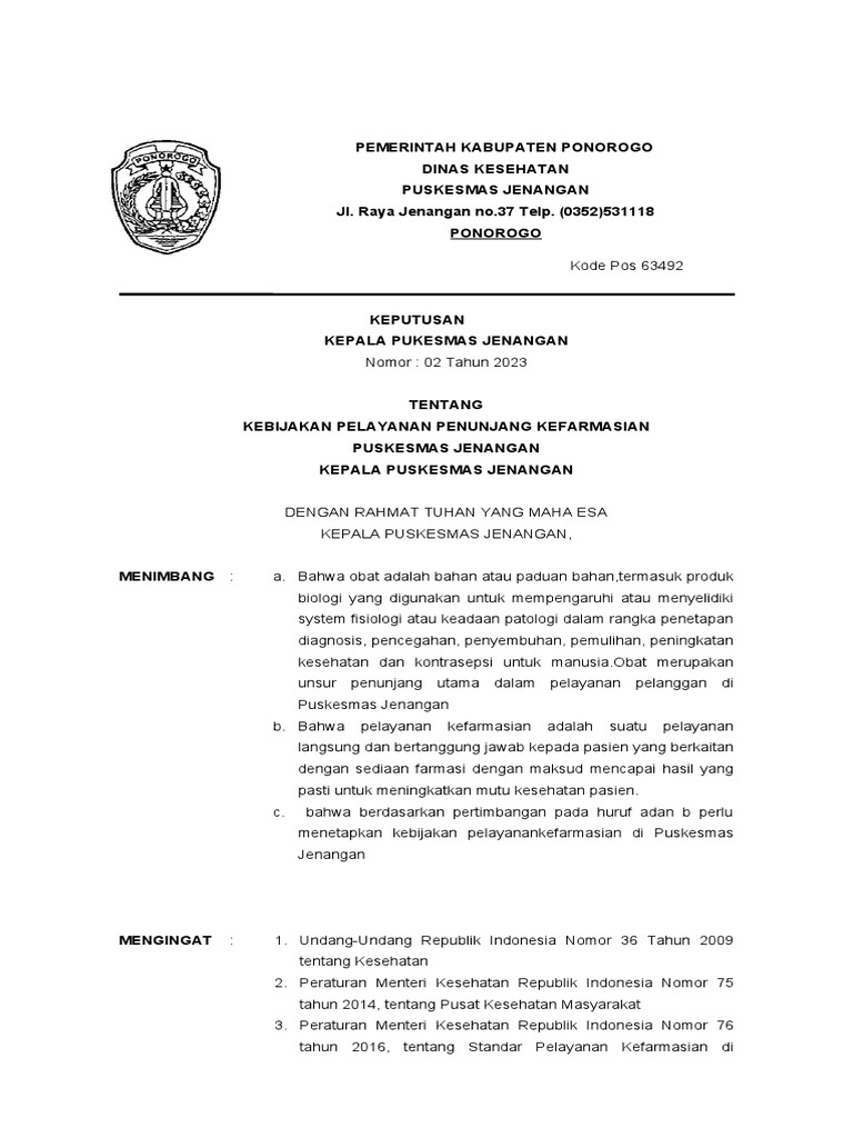 Kebijakan pelayanan kefarmasian pdf