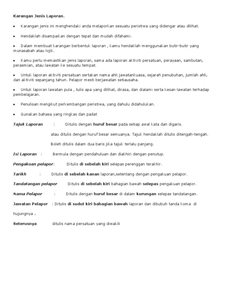 Karangan Jenis Laporan | PDF