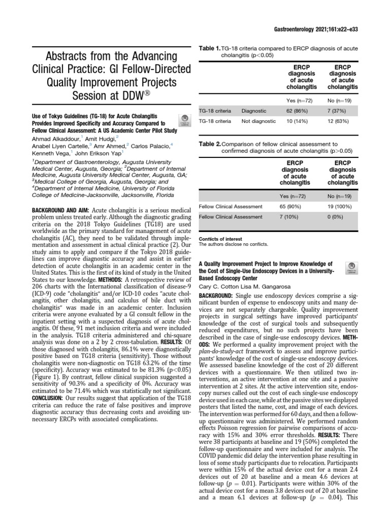 Improving Acute Cholangitis Diagnosis with TG18 | PDF