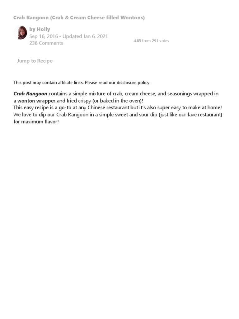 Crab Rangoon (Crab & Cream Cheese Wantons) Spend With Pennies PDF