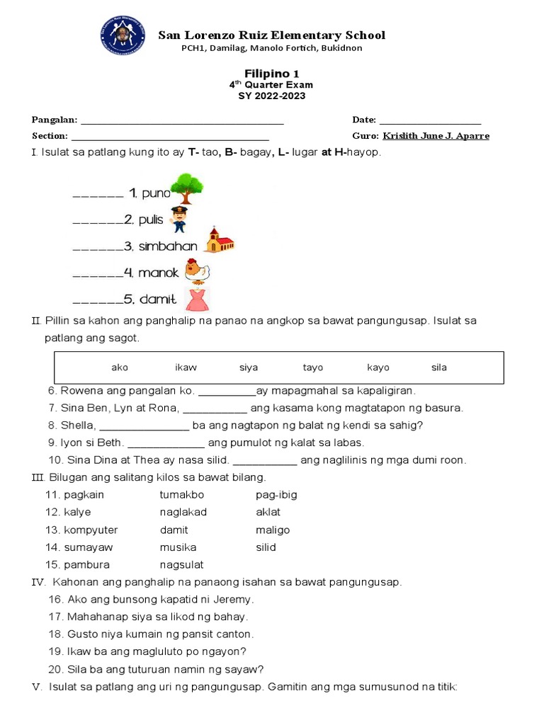 4th Quarter Exam PDF