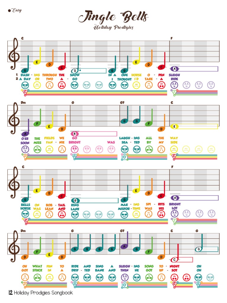 Jingle Bells C Major Holiday Prodigies Sheet Music PDF Oral