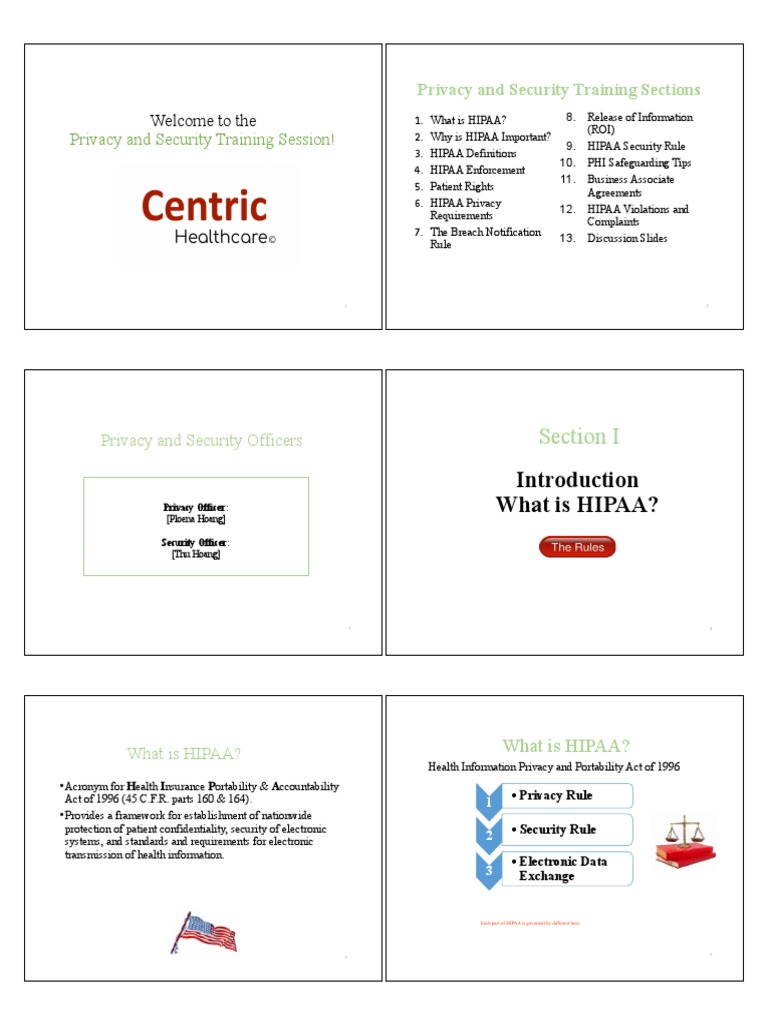 HIPPA Training - Handout - Centric | PDF | Health Insurance Portability ...