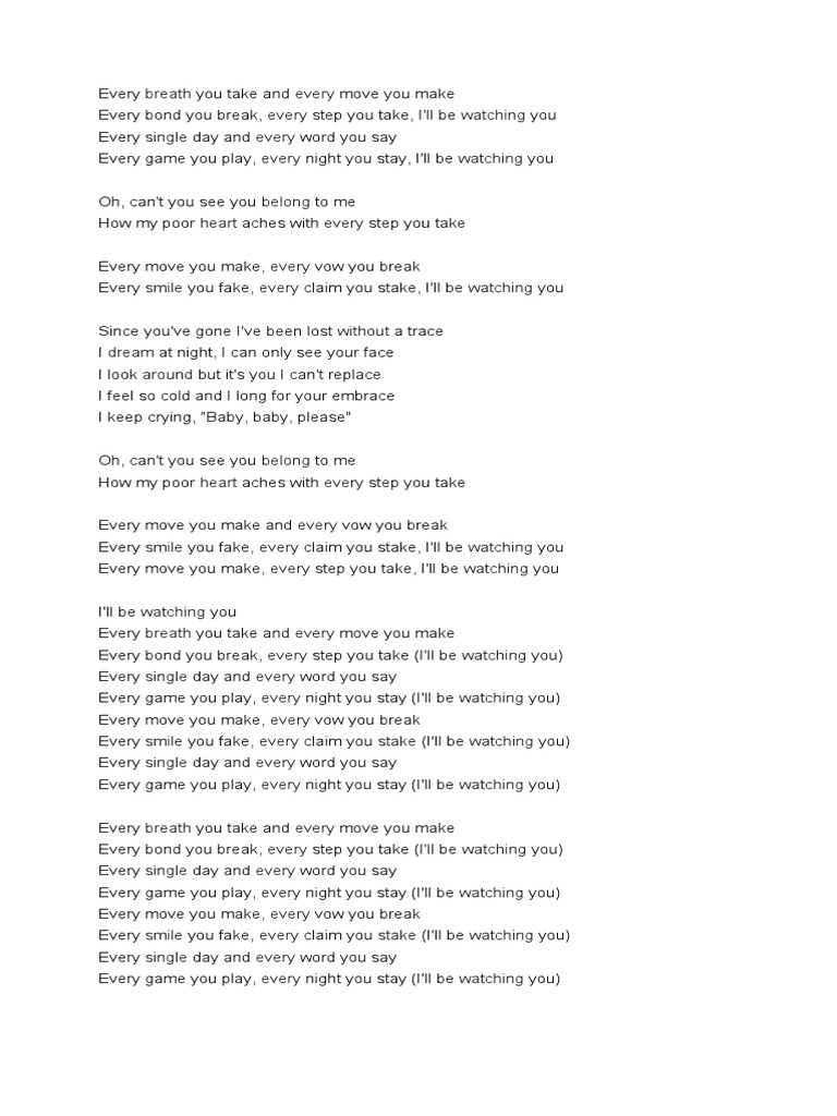 Every breath you take and every move you make pdf