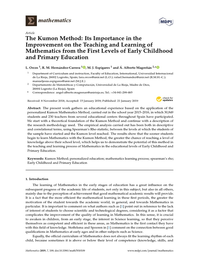 The Kumon Method Its Importance in The I | PDF | Learning | Statistics