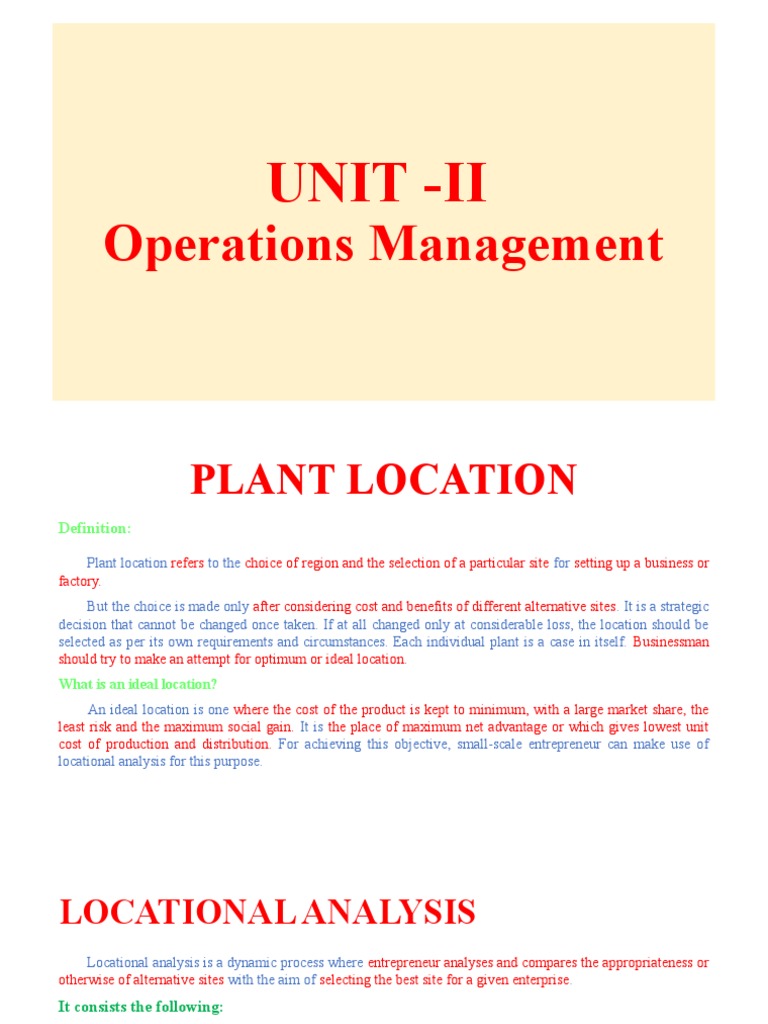 UNIT - II Operations Management (MS) | PDF