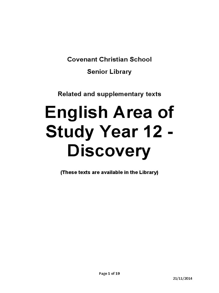 English Area of Study (Year 12) Discovery | PDF