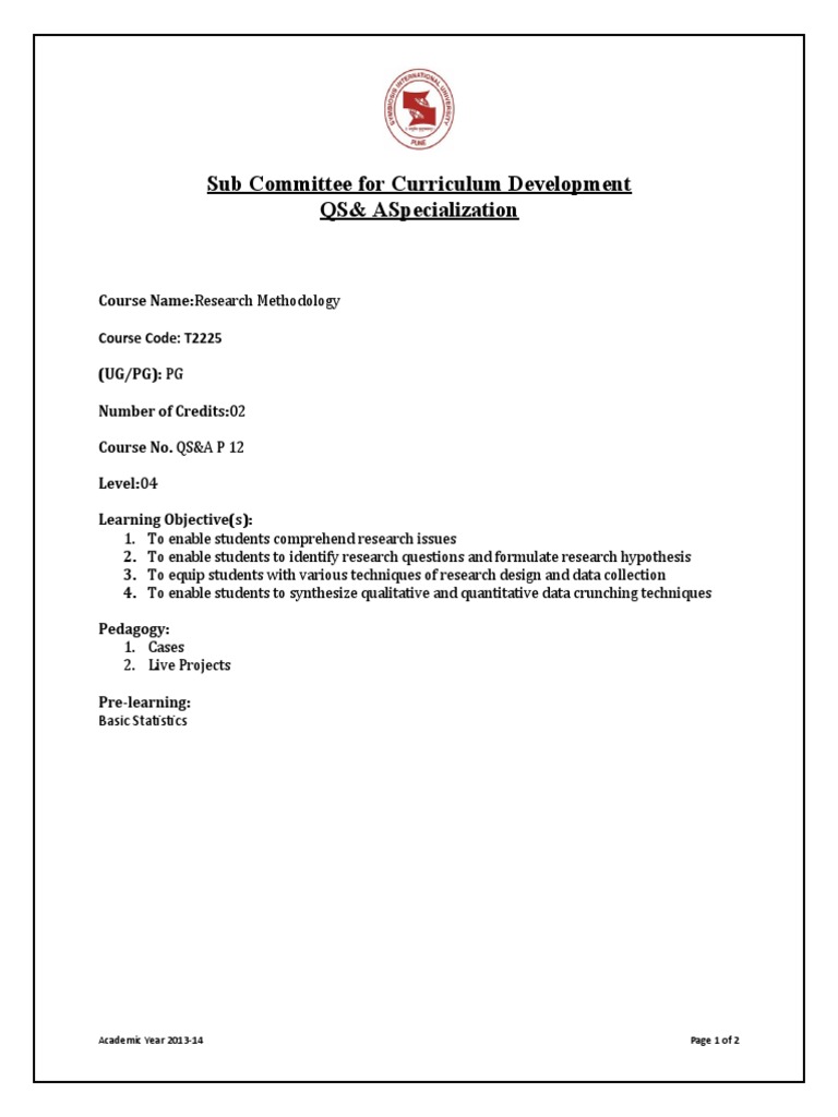 PG Research Methodology Course | PDF | Data | Methodology