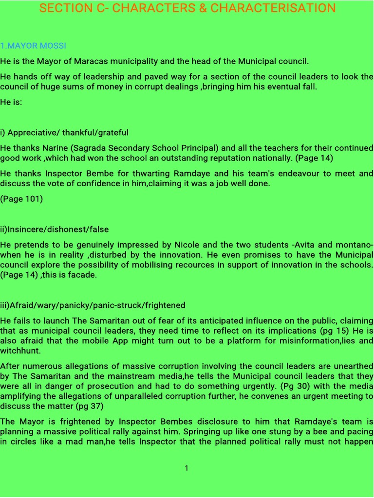 Samaritan notes character characterization pdf