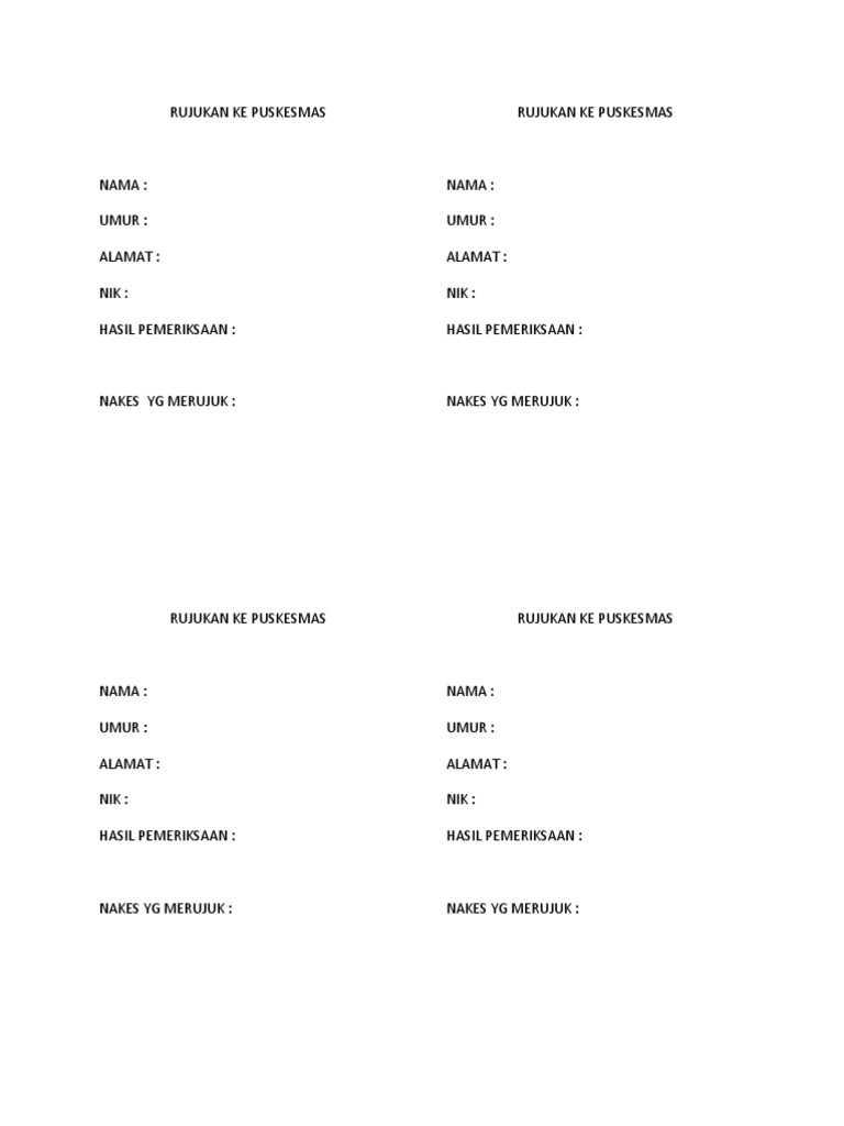 Format Rujukan Pasien Puskesmas | PDF