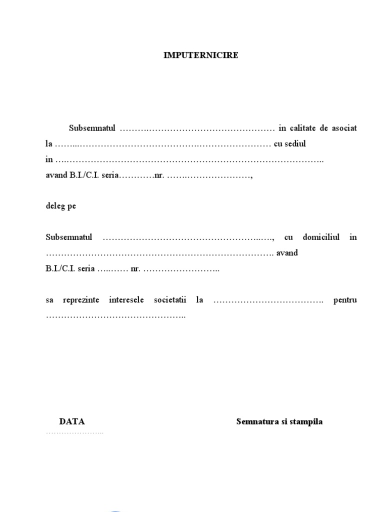 Imputernicire Simpla