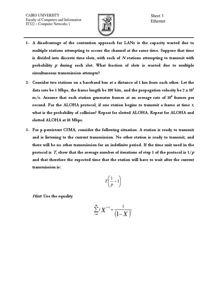 Computer Networks: ALOHA Protocol Analysis | PDF | Science & Mathematics