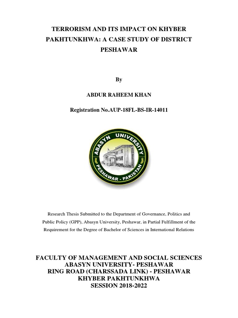 Terrorism and Its Impact On Khyber Pakhtunkhwa A Case Study of District ...