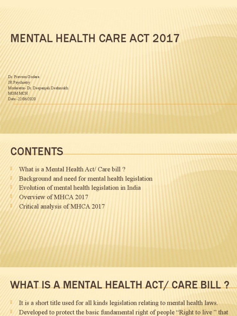 Mental health care act 2017 pdf psychiatry mental disorder
