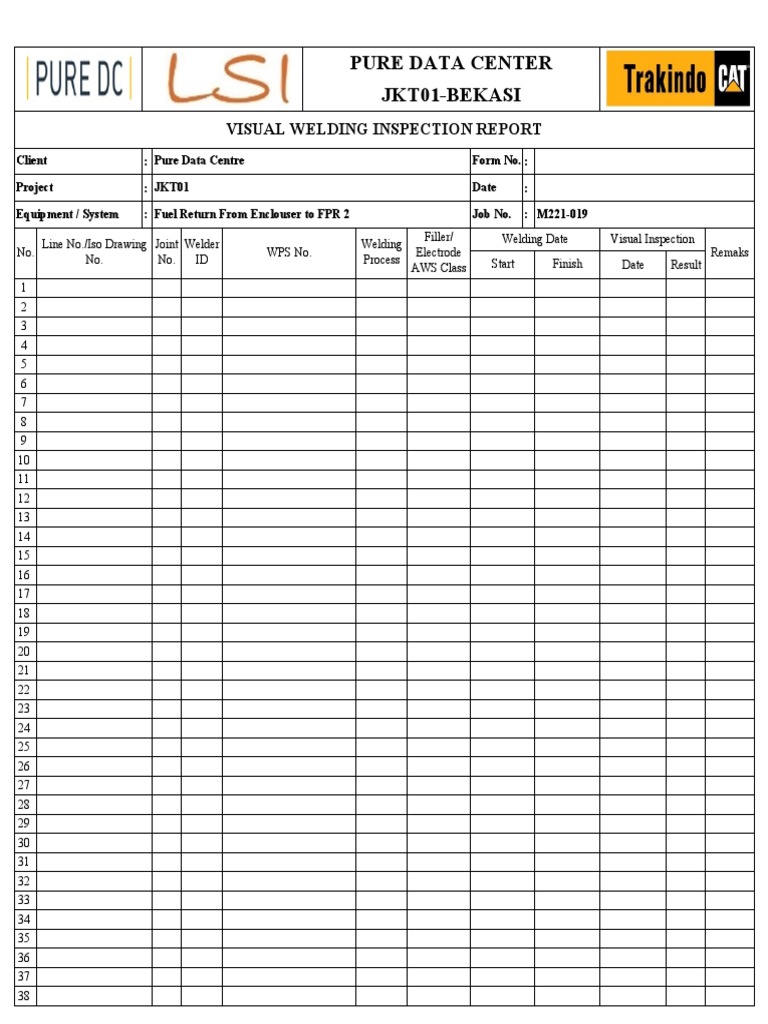 Visual Inspection Form Lapangan | PDF | Technology & Engineering