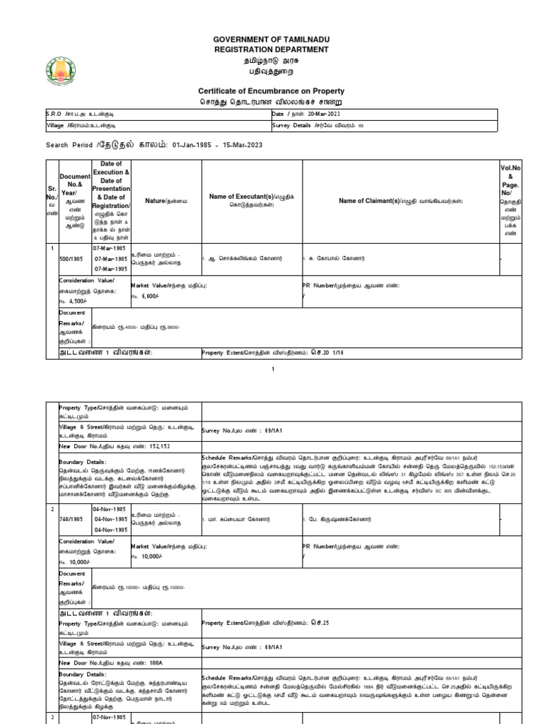 Encumbrance Certificate | PDF