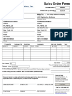 Sales Order Form