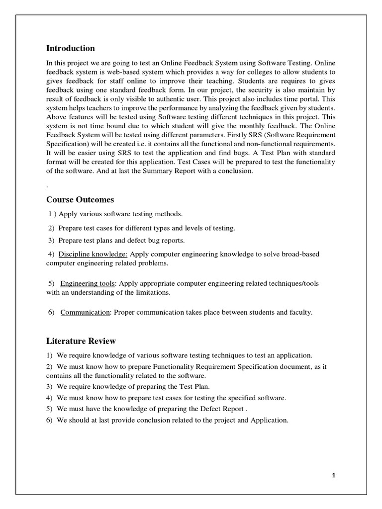 Online Feedback System Testing Overview | PDF | Software Testing ...