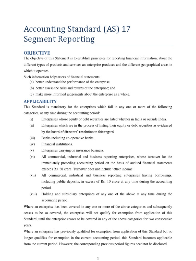 AS 17: Segment Reporting Standards | PDF | Expense | Revenue