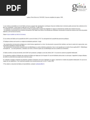 Laplace Oeuvres Complètes Tome X Informations - 