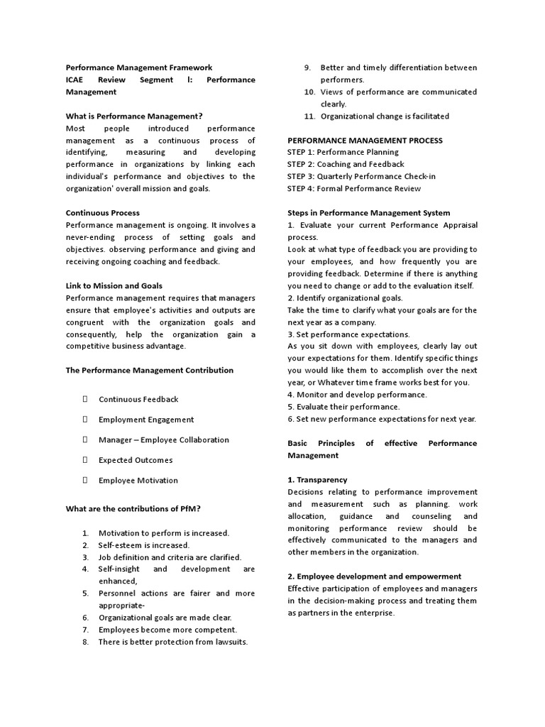 Performance Management Framework Guide | PDF | Career & Growth
