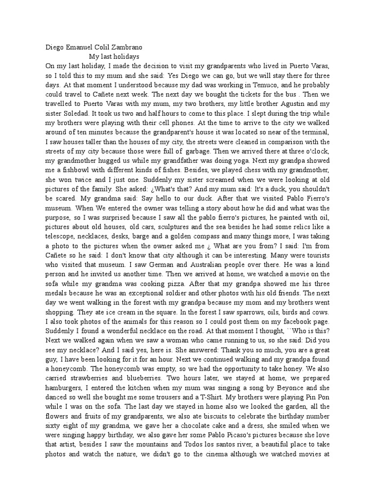 How To Write An Essay On How I Spent My Last Holiday 250