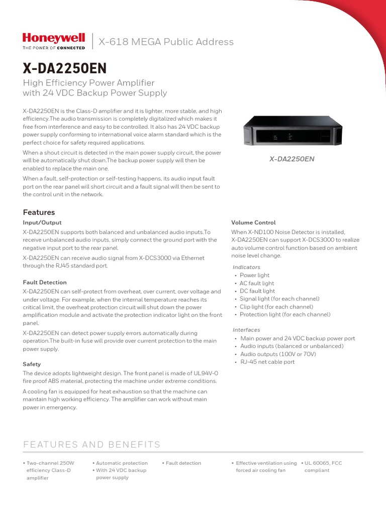Datasheet_X-DA2250EN with 24VD.pdf | PDF | Power Supply | Amplifier