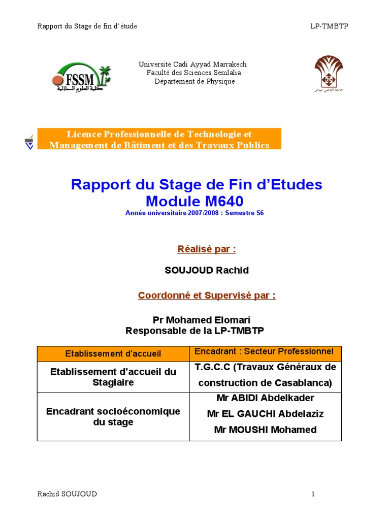 Rapport de Stage en Génie Civil BTP | PDF | Béton armé | Béton