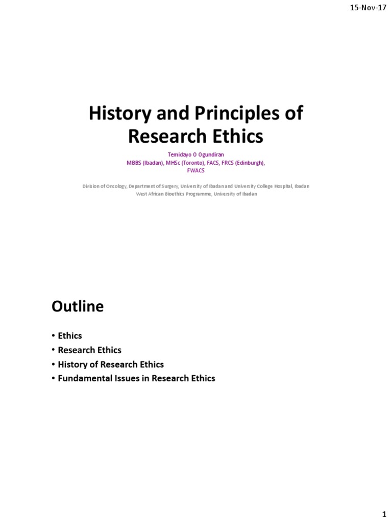 History and Principles of Research Ethics PDF PDF Institutional