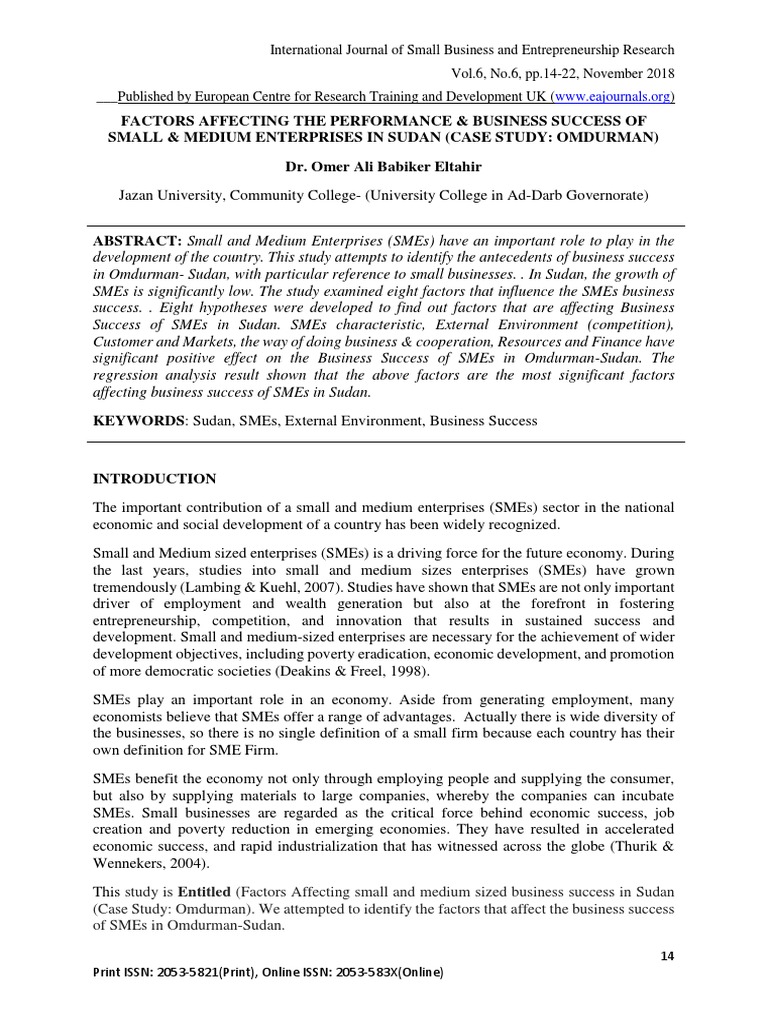 Factors Affecting The Performance Business Success of Small Medium1k ...