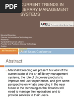 Current Trends in Library Management Systems: Axiell Users Conference