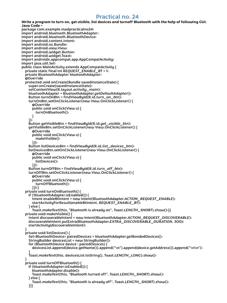 Practical No.24,26,27,28,30 | PDF | Android (Operating System) | Computing