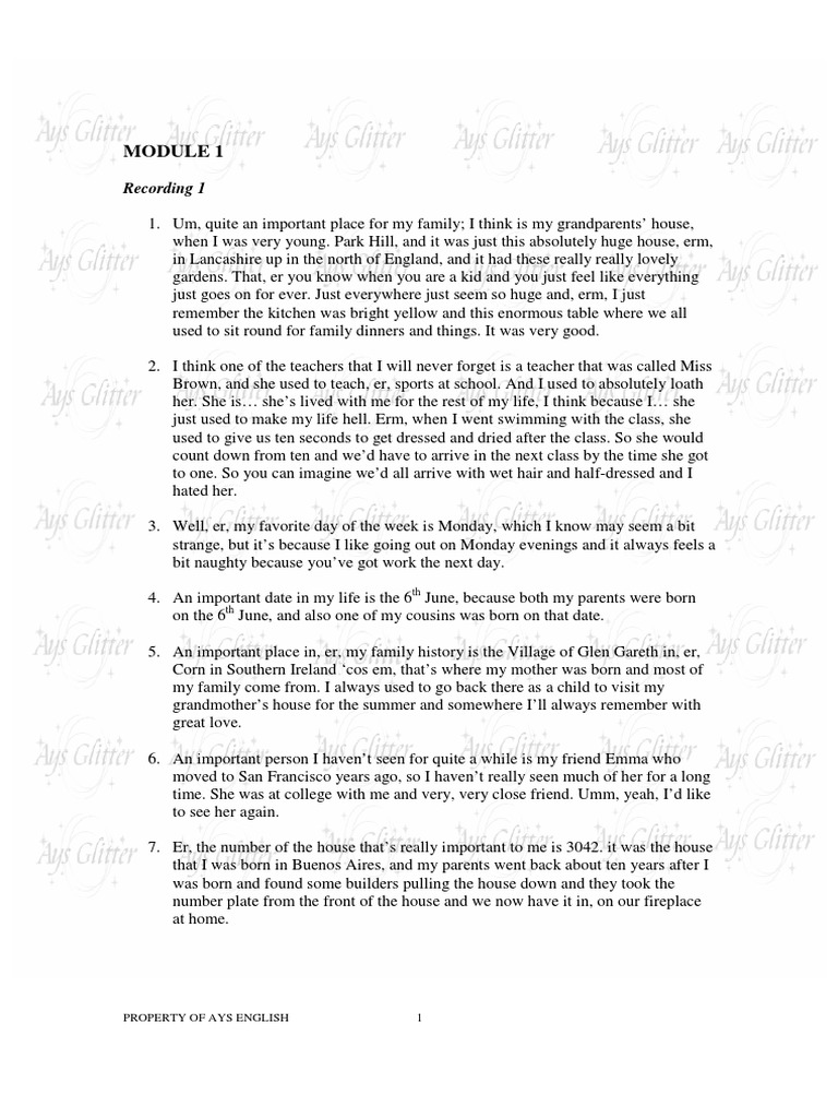 NEW CUTTING EDGE UPPER INTERMEDIATE Tapescripts PDF