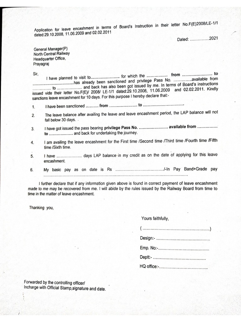 1642157911198Leave Encashment Form PDF