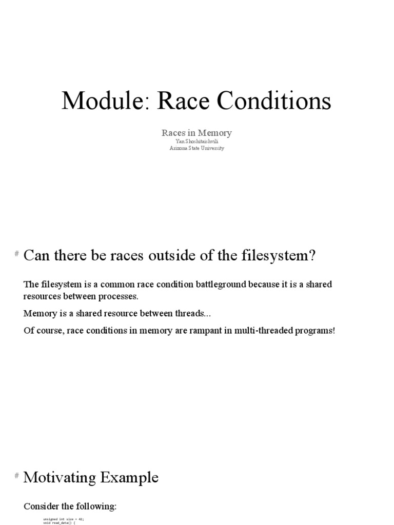 Understanding Race Conditions in Memory | PDF | Thread (Computing ...