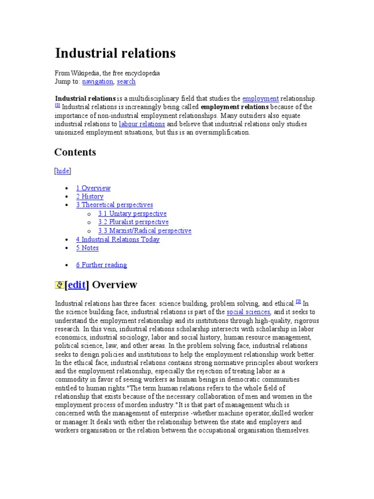 Industrial Relations | PDF | Industrial Relations | Employment