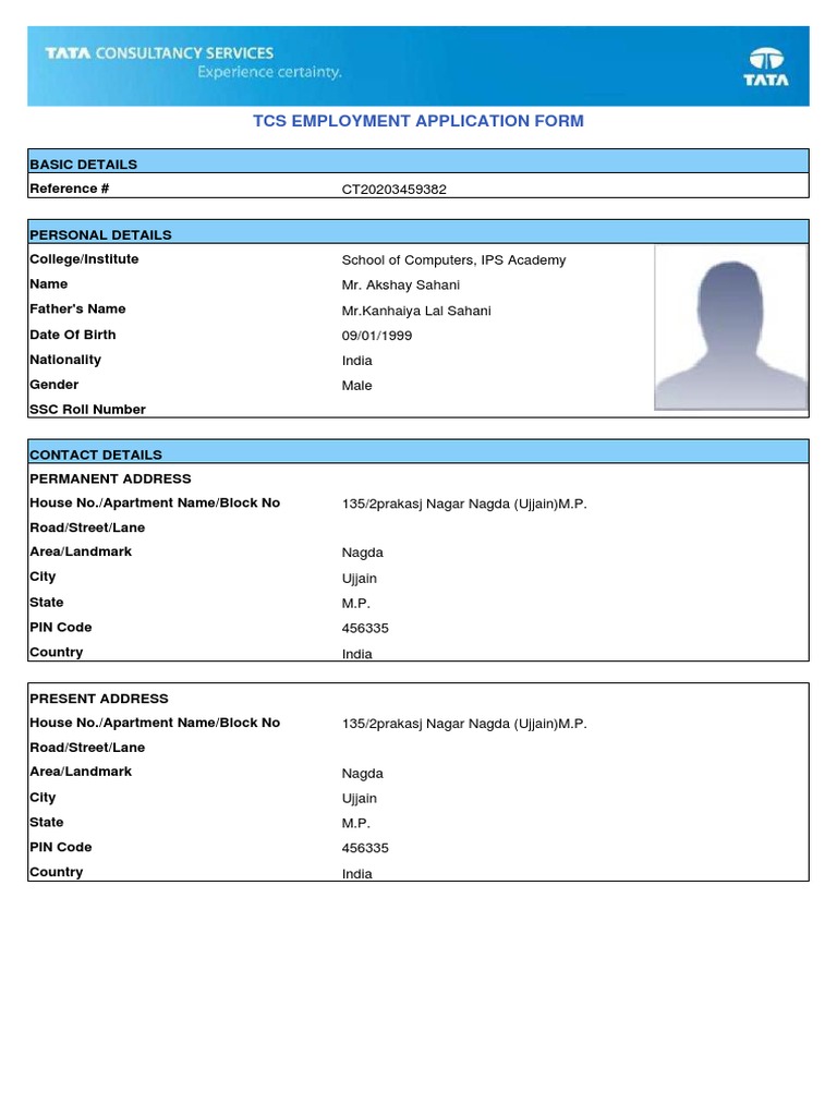 TCS Employment Application Form | PDF | Justice | Crime & Violence