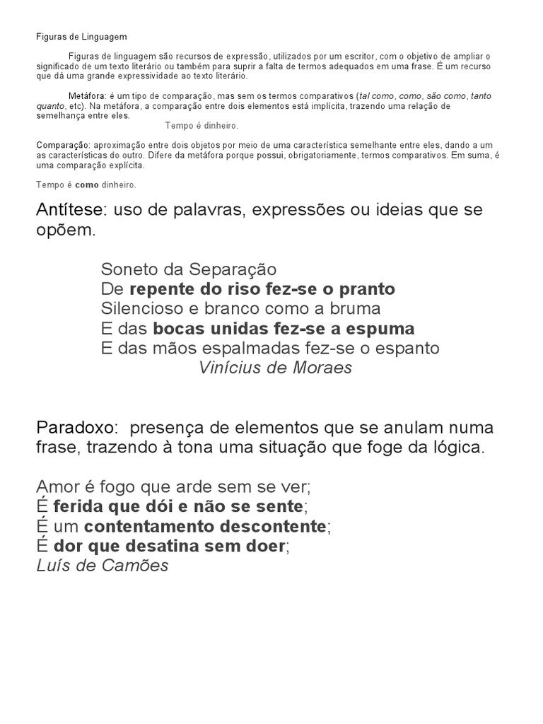 Figuras de Linguagem e Seus Exemplos | PDF | Metáfora | Amor
