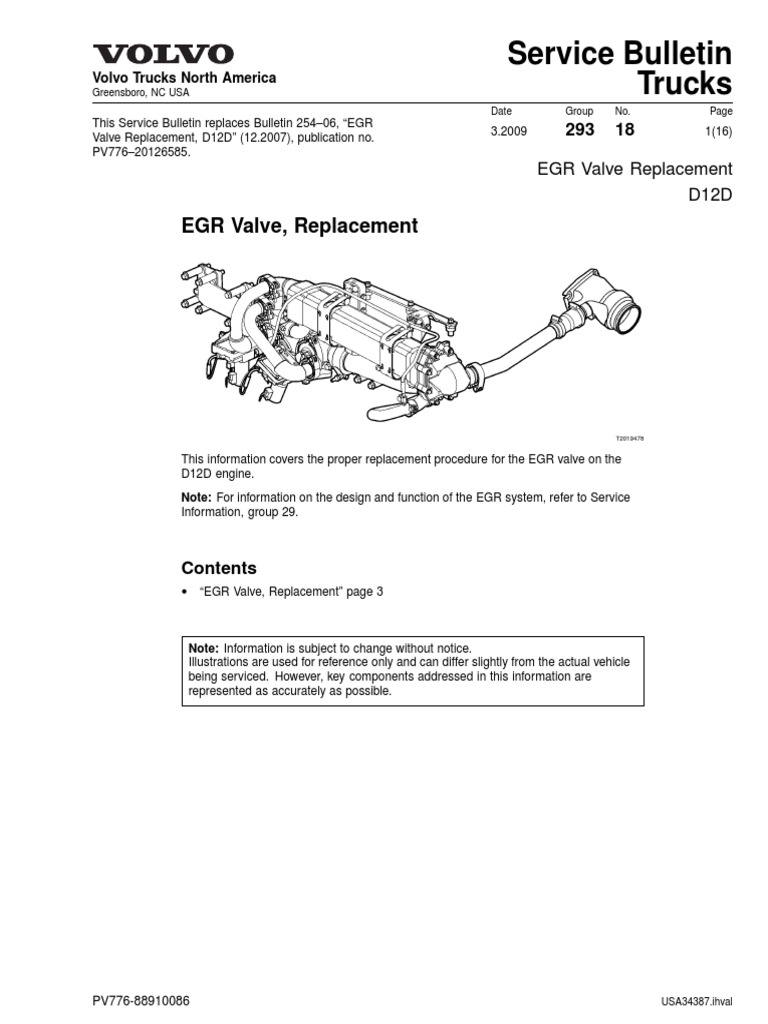 EGR Valve Replacement D12D PDF Electrical Connector Electrical Wiring