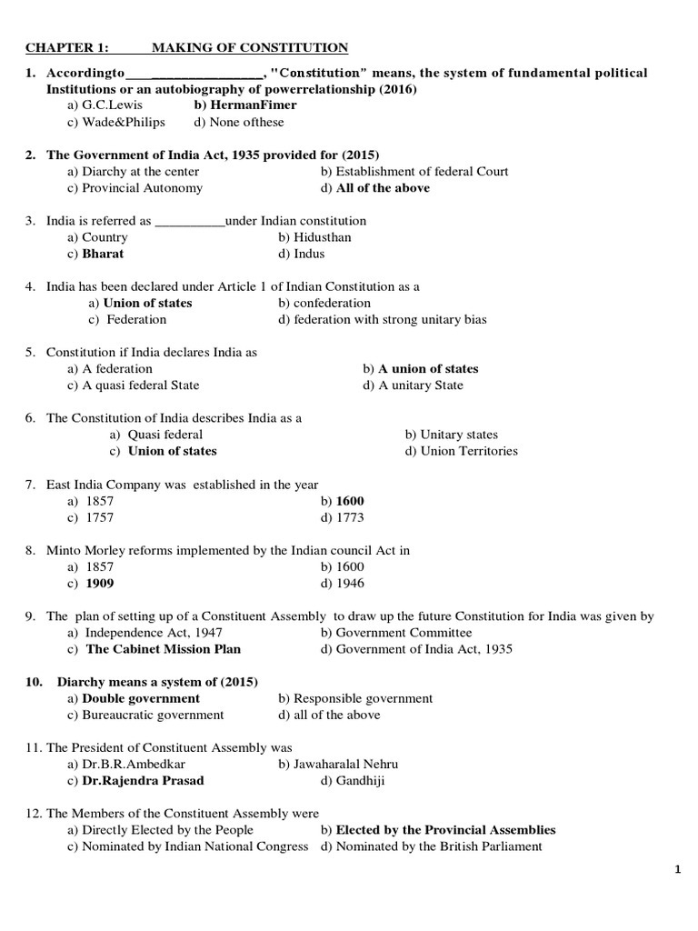 Constitution QUESTIONS Farwarded | PDF