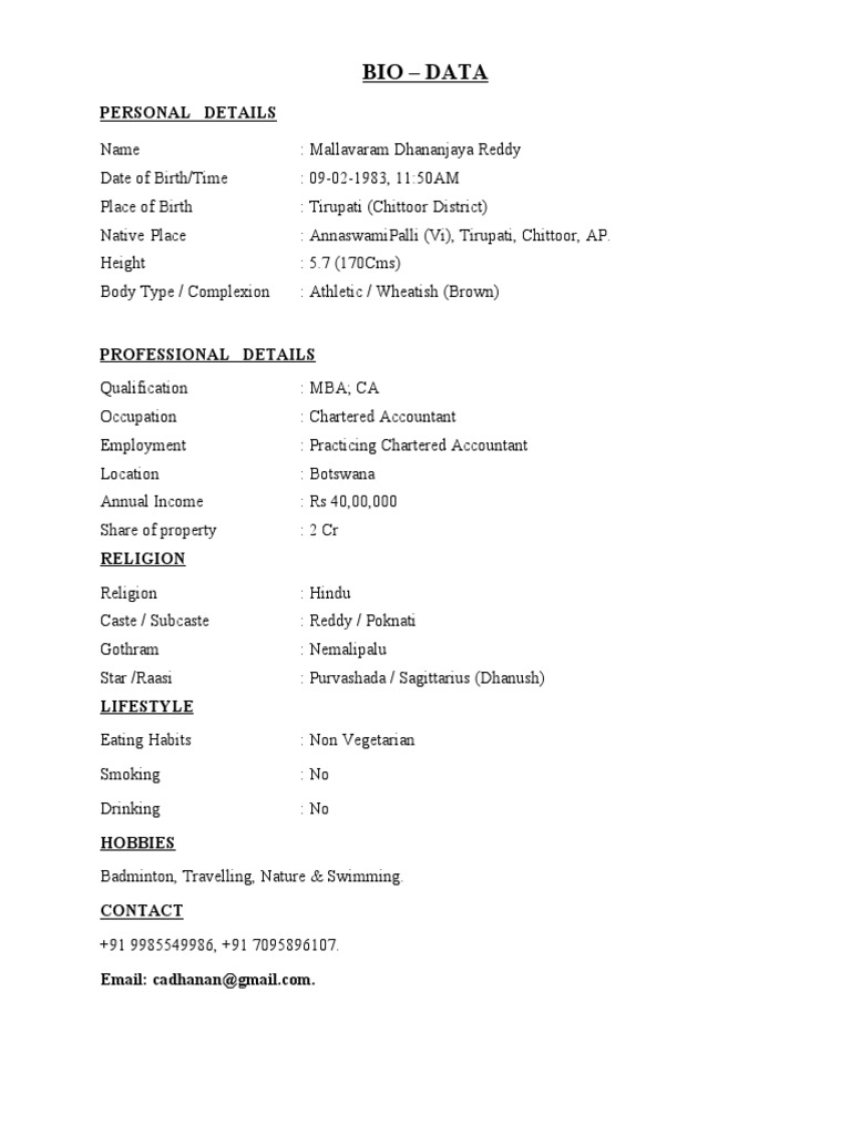 Bio Data-Dn | PDF