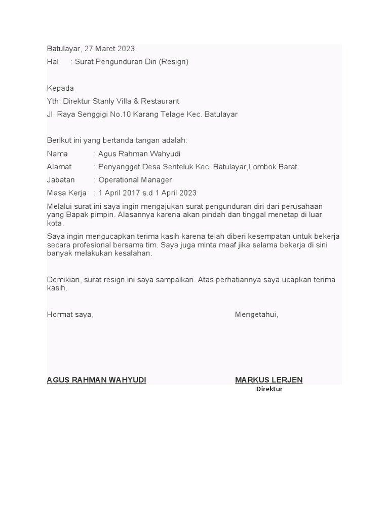 Surat Resign | PDF