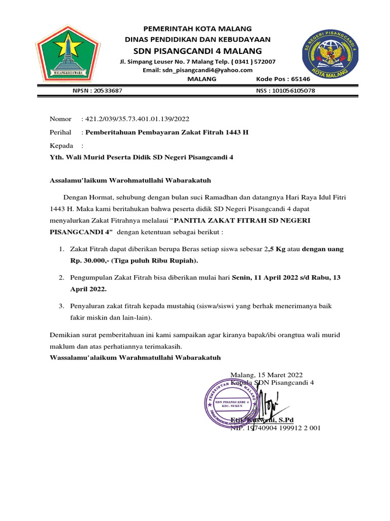Surat Zakat Fitrah | PDF
