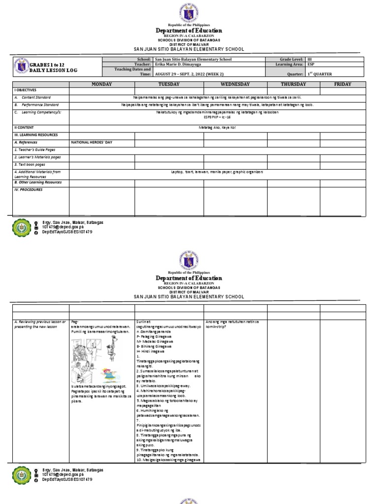 Katatagan ng Loob sa ESP III Lessons | PDF | Philippines