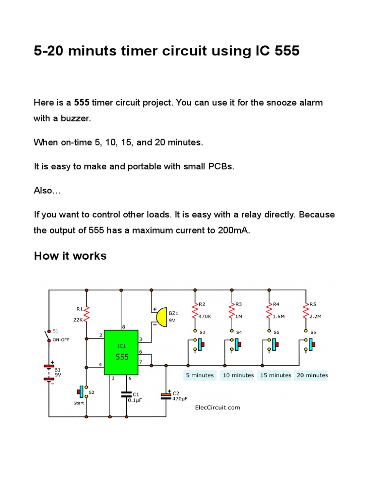 5 20 Minuts Timer Circuit Using IC 555 | PDF | Electronic Circuits ...