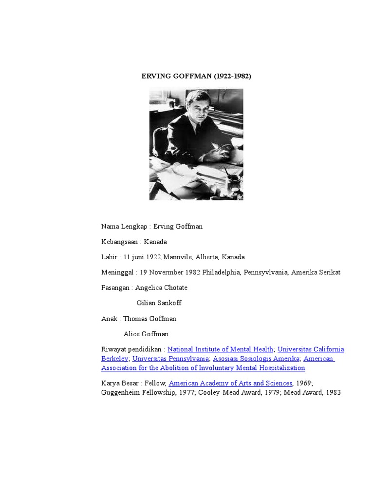 Biografi dan Teori Erving Goffman | PDF