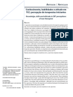 Percepção de terapeutas iniciantes sobre conhecimento, habilidades e atitude em TCC