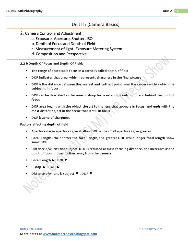 2.2 B Depth of Field and Depth of Focus | PDF | Camera | Camera Lens
