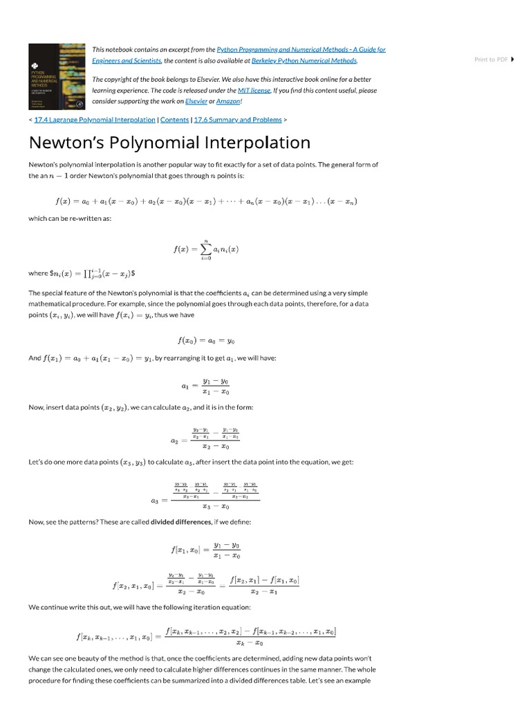 Interpolation Newton Python | PDF
